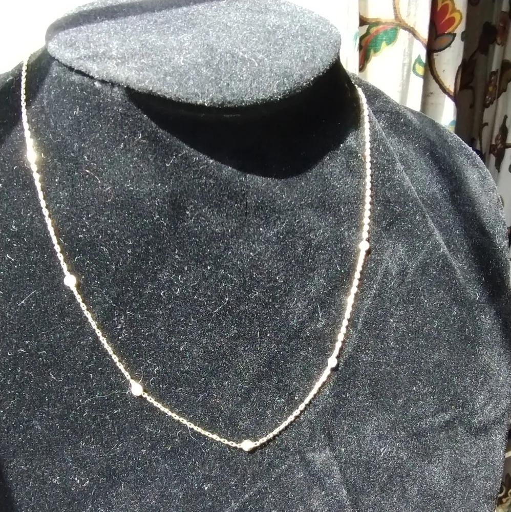 17.5" 925 Italy Gold overlay Necklace with 5 stones - Picture 13 of 13